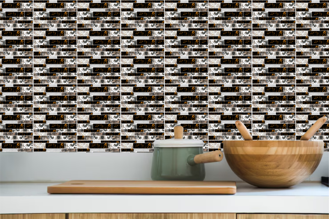 HD Black Mosaic Tile Stickers