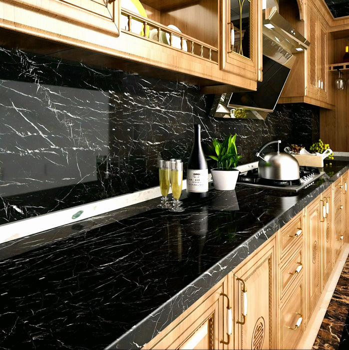 Premium Black Marble Roll Sheet (60 x 200cm) – Self-Adhesive Contact Paper for Home Decor