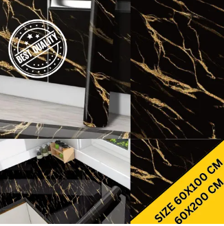 Premium Black Marble Roll Sheet (60 x 200cm) – Self-Adhesive Contact Paper for Home Decor