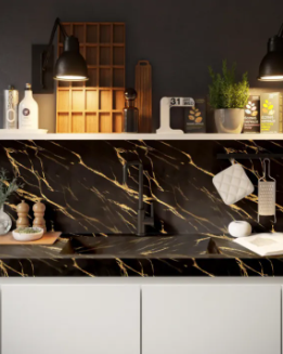 Premium Black Marble Roll Sheet (60 x 200cm) – Self-Adhesive Contact Paper for Home Decor