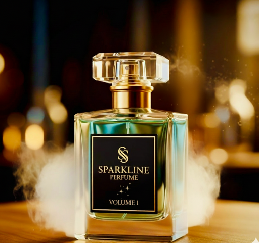 Sparkline perfume bottle with a blurred background