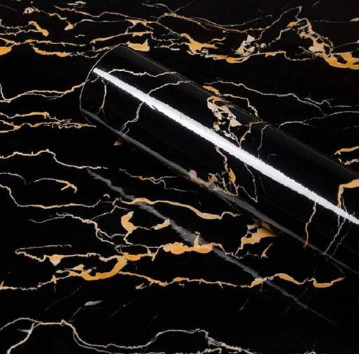 Black & Brown Marble Roll Sheet (60 x 200cm) – Self-Adhesive Vinyl Contact Paper for Premium Home Decor