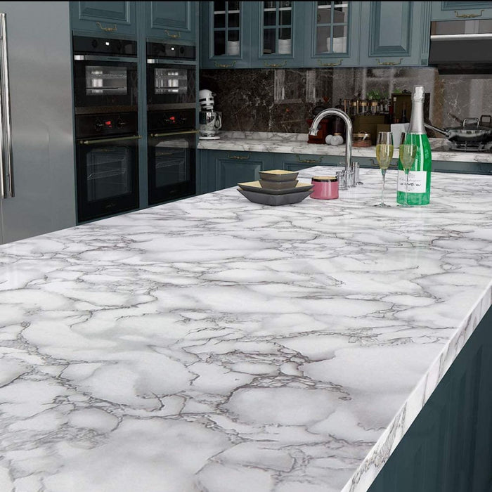 Elegant White Marble Roll Sheet (60 x 200cm) – Self-Adhesive Contact Paper for DIY Home Decor